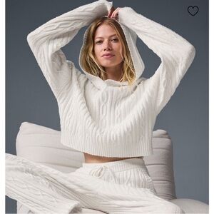 Alo Yoga Cable Knit Winter Bliss Hoodie - Ivory